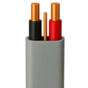 Stranded Copper Cable 2 Core 2.5mm, 300/500V, Solid Flat with Earth Conductor, PVC 70°C Insulation, Gray Color, 100 M | Saudi Cable Company