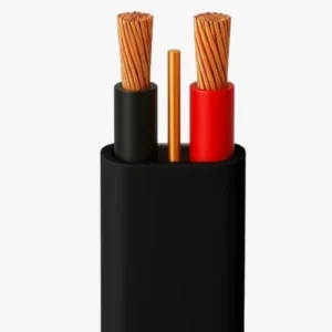 Stranded Copper Cable 2 Core 10 sq mm Flat with Earth Conductor, Rated Voltage 300/500V, PVC 70°C, Black Sheath, 1000 meter | Saudi Company