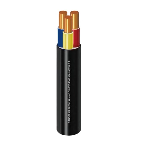 Multicore Cable Solid Copper Three Cores Size 6 mm² Diameter 14.4 mm 600/1000 V Length 1000 M Black Color