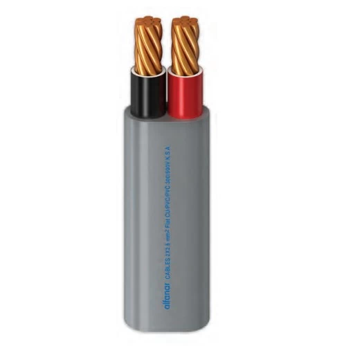 Flat multicore Cable Stranded Copper Two Cores Size 16 mm Diameter 9.3 × 16 mm 300/500 V Length 120 F Gray Color