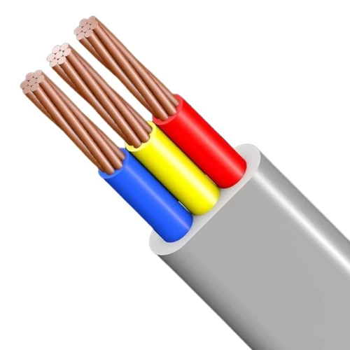 Flat Multicore Cable Stranded Copper Three Cores Size 10 mm² Diameter 8.1 × 19.5 mm 300/500 V Length 240 F Gray Color