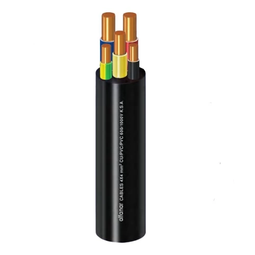 Multicore Cable Solid Copper Five Cores Size 2.5 mm² Diameter 12.3 mm 300/500 Volt Length 1000 meter Black Color
