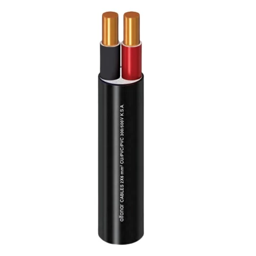 Multicore Cable Solid Copper Two Cores Size 6 mm² Diameter 12.0 mm 300/500 Volt Length 1000 M Black Color