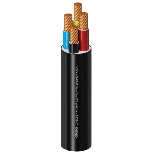 Multicore Cable Stranded Copper Four Cores Size 16 mm² 300/500 Volt Length 1000 M Black Color