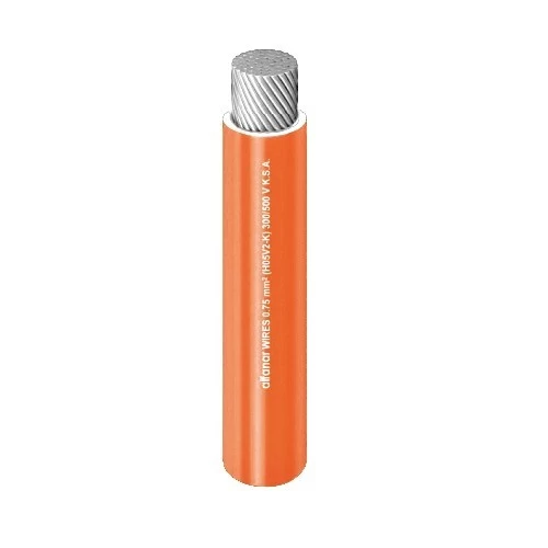Single Flexible Copper Core Cable with Tin PVC 70 ºC Insulation Size 35 mm² Diameter 10.3 mm 600/1000 Volt Length 300 F Orange Color