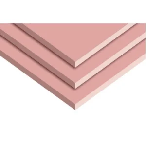 لوح جبس بورد مقاوم للحريق مقاس 2.40×1.20 متر، سمك 16 مم، لون احمر، جودة الصناعة