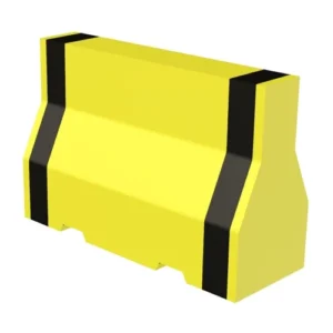 Concrete Jersey Barriers Size 120*120*55 cm Black and Yellow Without Hook, Two Forklift Opening for Lifting and Slotted Drain Holes