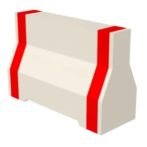 Concrete Jersey Barriers Size 100*85*50 cm Red and White Without Hook, Single Forklift Opening for Lifting and Slotted Drain Holes