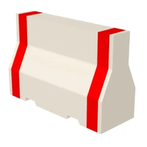 Concrete Jersey Barriers Size 120*120*55 cm Red and White Without Hook, Single Forklift Opening for Lifting and Slotted Drain Holes