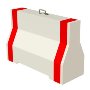 Concrete Jersey Barriers Size 100*85*50 cm Red and White With Single Hook, Single Forklift Opening for Lifting and Slotted Drain Holes