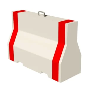Concrete Jersey Barriers Size 100*100*50 cm Red and White With Single Hook, Two Forklift Opening for Lifting and Slotted Drain Holes