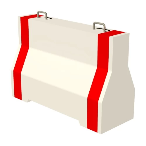 Concrete Jersey Barriers Size 100*150*55 cm Red and White With Two Hook, Single Forklift Opening for Lifting and Slotted Drain Holes