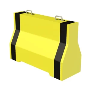 Concrete Jersey Barriers Size 120*100*55 cm Black and Yellow With Two Hook, Single Forklift Opening for Lifting and Slotted Drain Holes