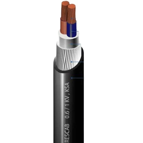 10mm Two Core 0.6/1kV Stranded Copper Power Cable, SWA Armoured, XLPE Insulation, PVC Sheath, 1000 m | RESCAB